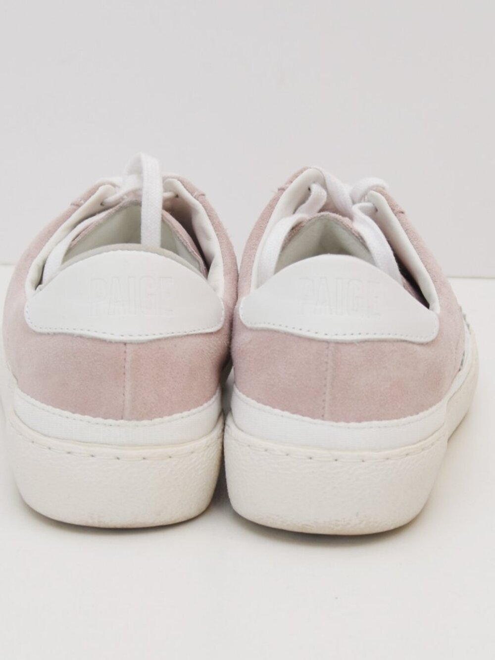 PAIGE Brie Sneaker Pink Suede Leather Low Top Shoes Size 8.5 Womens - Picture 9 of 15